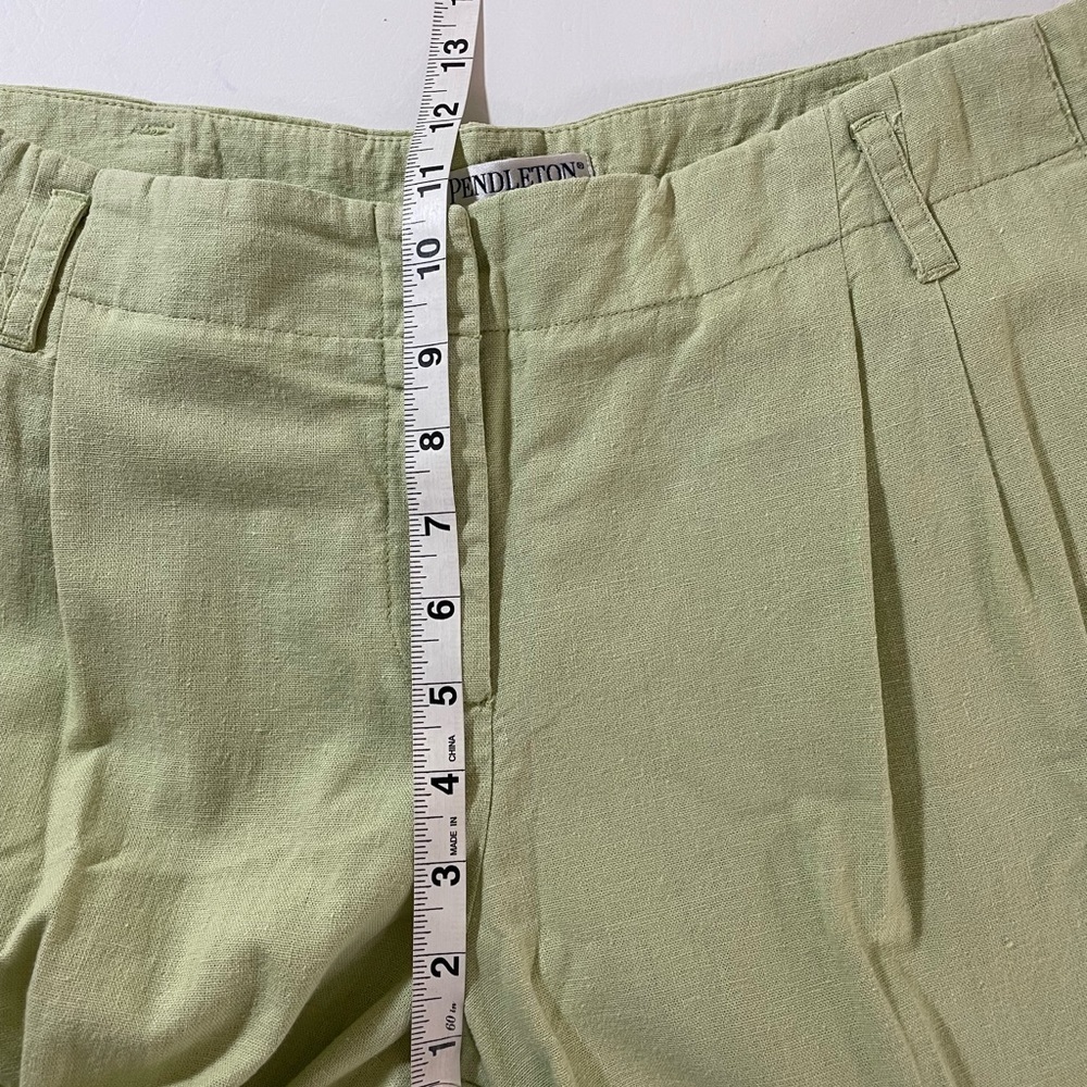 Pendleton Linen Blend Bermuda Shorts Woman’s Green Pockets Size 12 - Picture 6 of 11